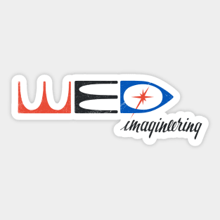 WED imagineering - vintage distressed logo inspired by Imagineers, Kelly Design Company Sticker